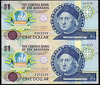 Bahamas, P-50, 1992 $1 Columbus Quincentennial Commemorative Uncut Pair, Gem CU
